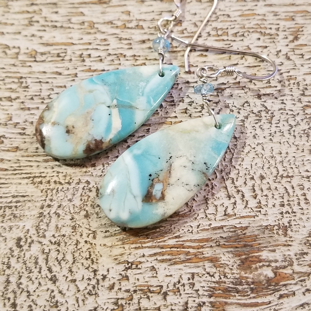 Turquoise natural gemstone teardrop earrings